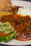 Chile Colorado or Chile Verde and eggs